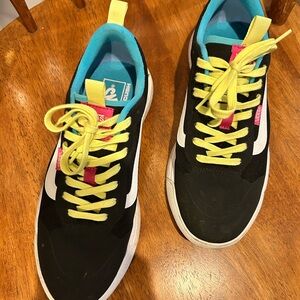 Women’s Vans Black Sneakers with Yellow Laces and White Trim